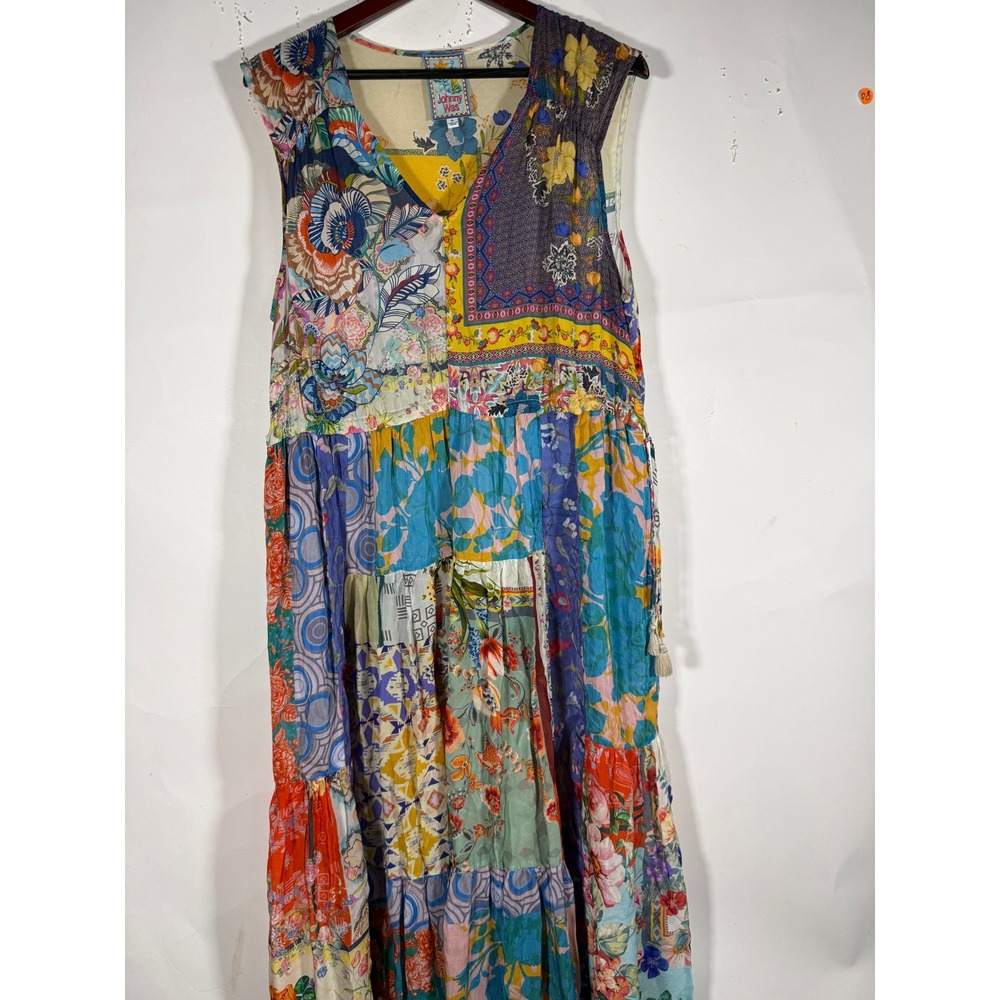 Johnny Was Patchwork Floral Maxi Dress XL Cupra Rayon Tiered Boho C37320-A7 - Picture 1 of 9